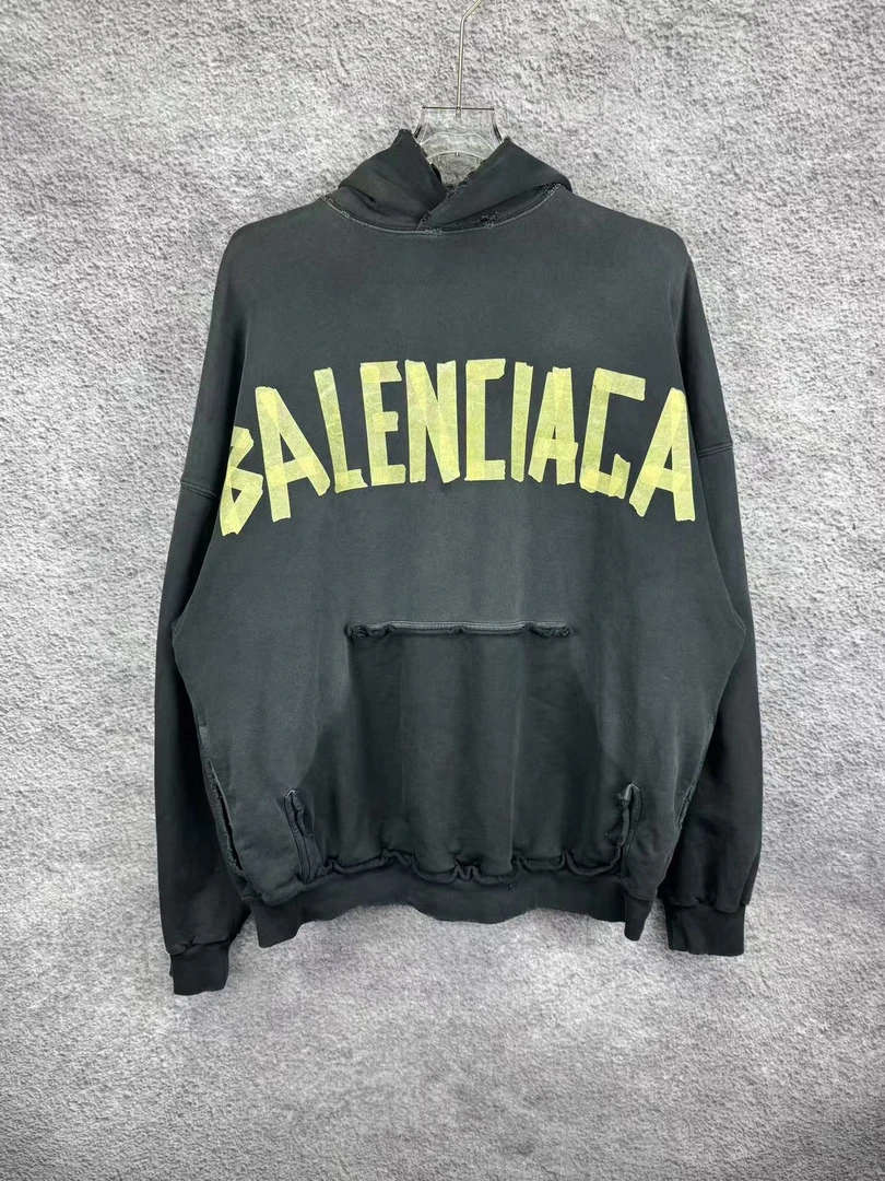 全新未使用 Balenciaga/巴黎世家 美式胶带水洗帽衫/2码/R0126