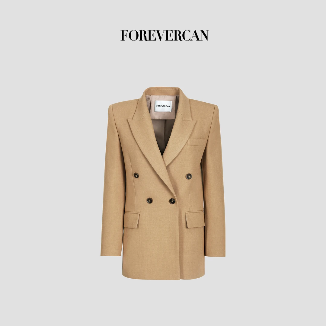 FOREVERCAN“布列斯特”复古感百搭收腰西装外套 SC23003