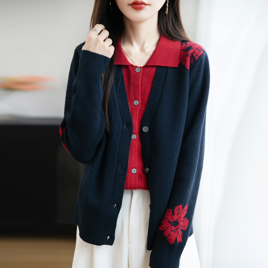 胖mm春秋大码女士polo领毛衣遮肚子显瘦假两件上衣内搭针织打底衫