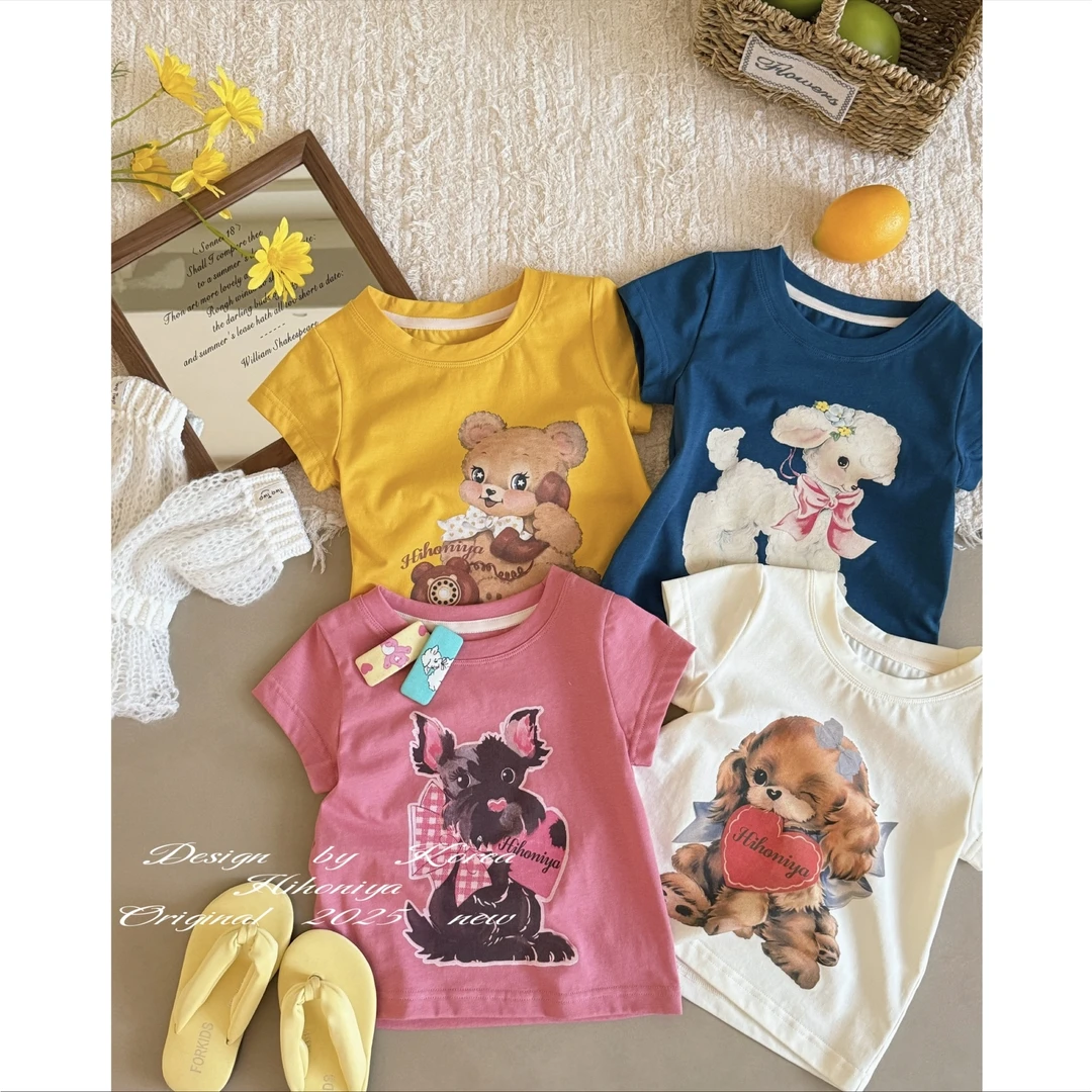 【动物合集】三Hihoniya~2025夏季亲子卡通动物字母吸汗透气短袖
