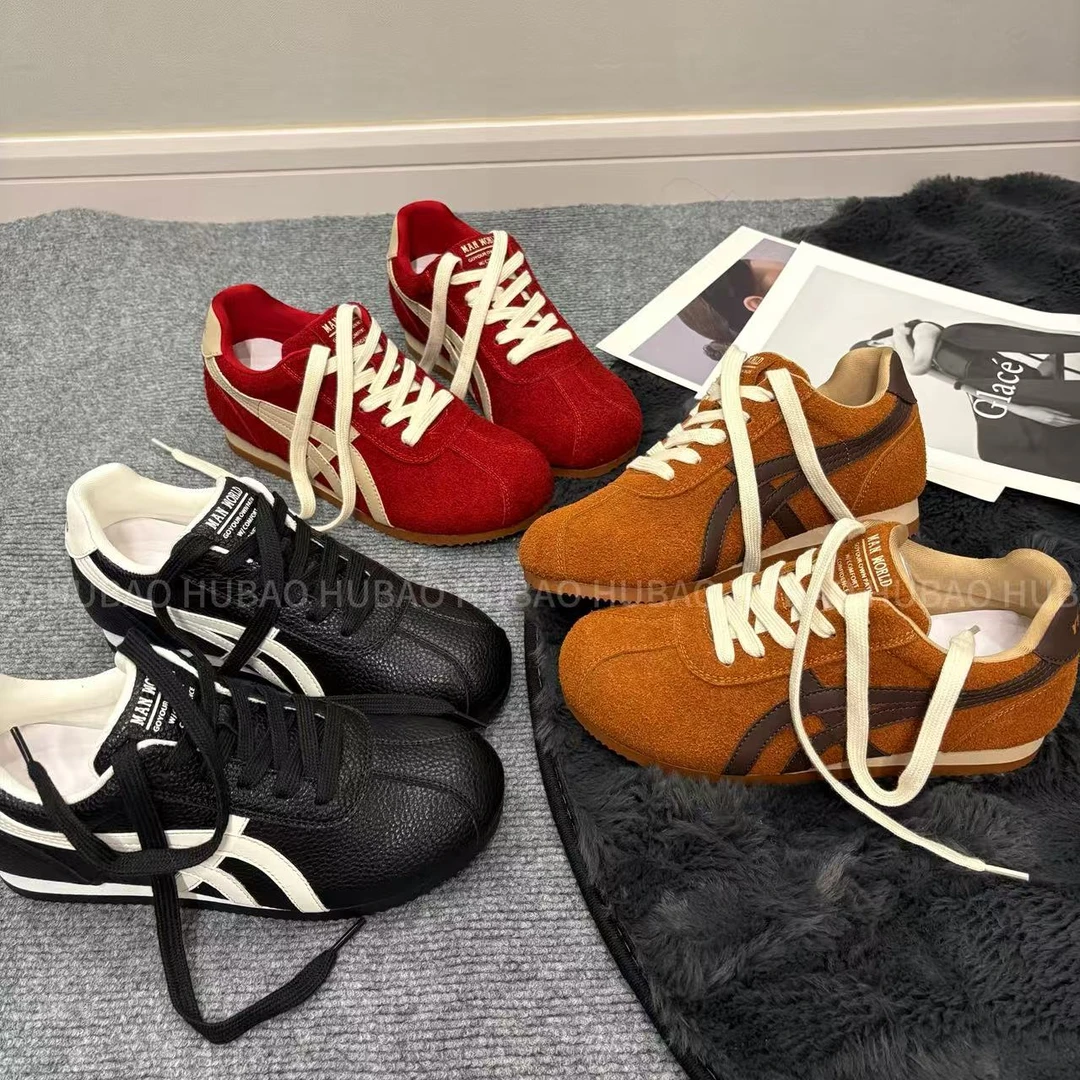 复古系【hu'bao】秋冬增高厚底舒适百搭软糯阿甘鞋圆头休闲鞋德训鞋