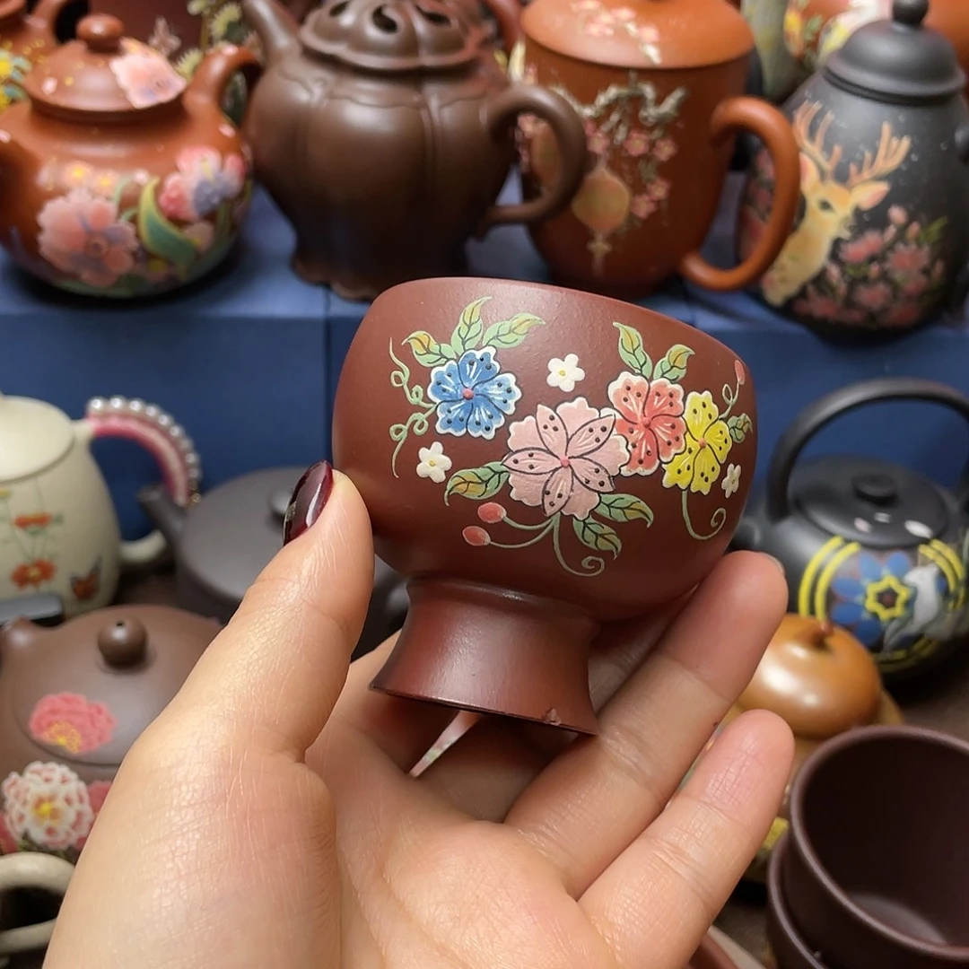 红泥茶杯紫砂主人杯100c