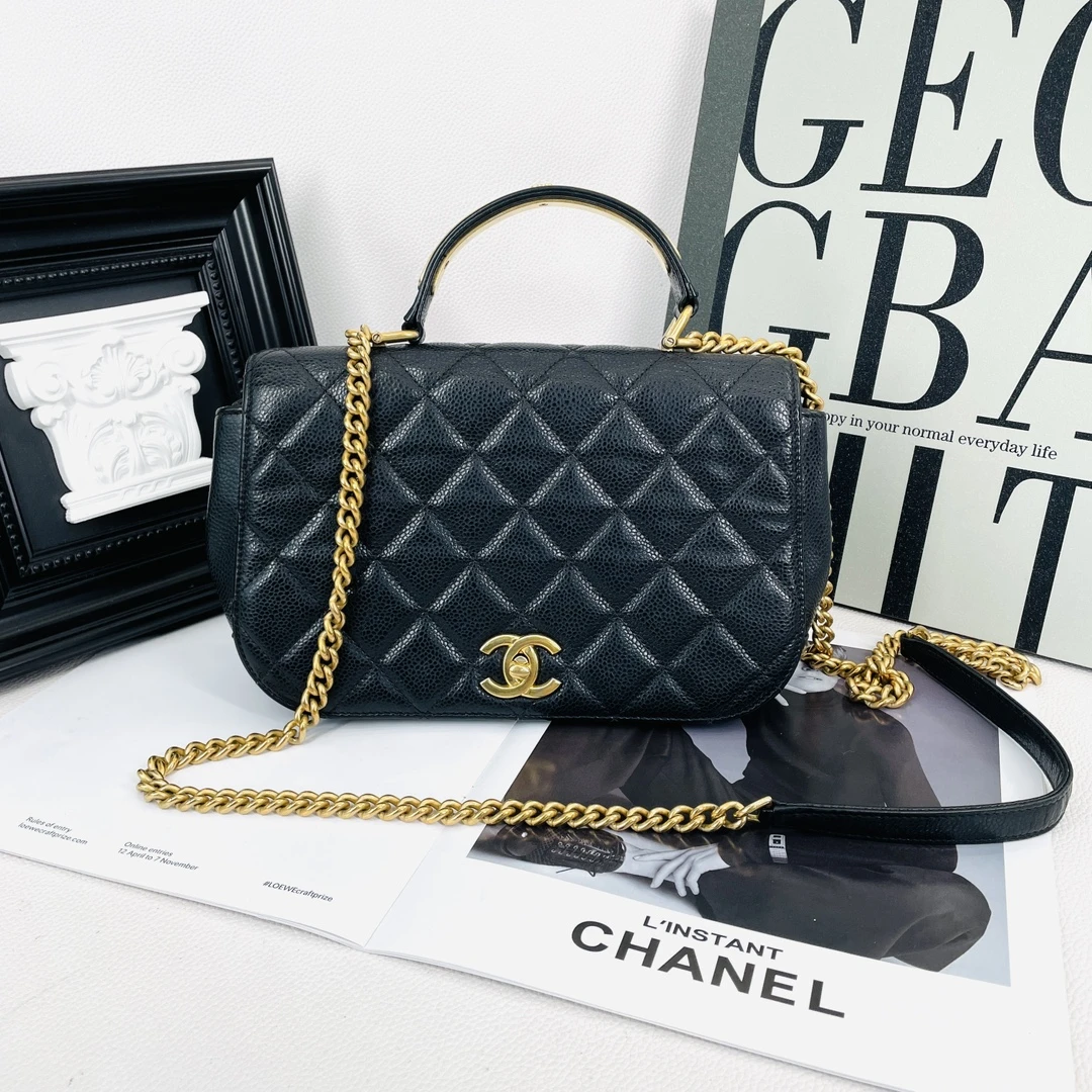 95新 Chanel/香奈儿 Chanel香奈儿 黑金荔枝皮33367