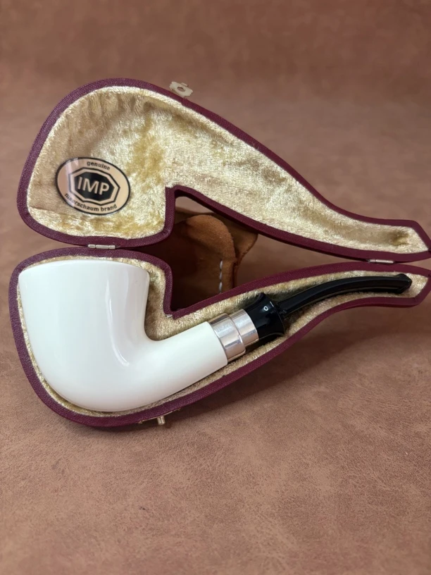 imp 海泡石烟斗 高端烟斗 光面牛头斗 925银圈 雕刻精美