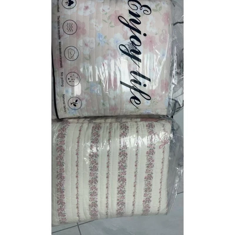 专享【京会社】四季通用水洗棉床盖紫色花藤200*230cm不挑花色