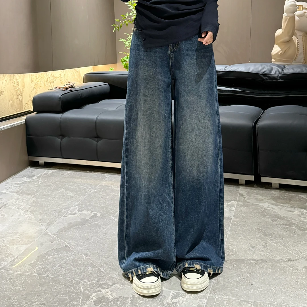 宿慕SUMU直筒微喇阔腿牛仔裤 9-16秋季2025显瘦直筒牛仔裤35071