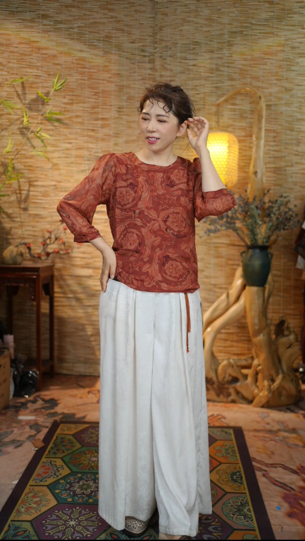 【锦花上衣】气质复古国风印花长袖上衣时尚舒适