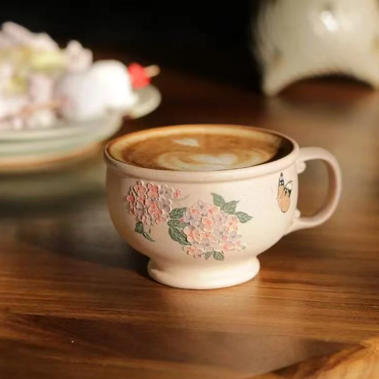 【恋蝶】桃花泥紫砂杯 150cc