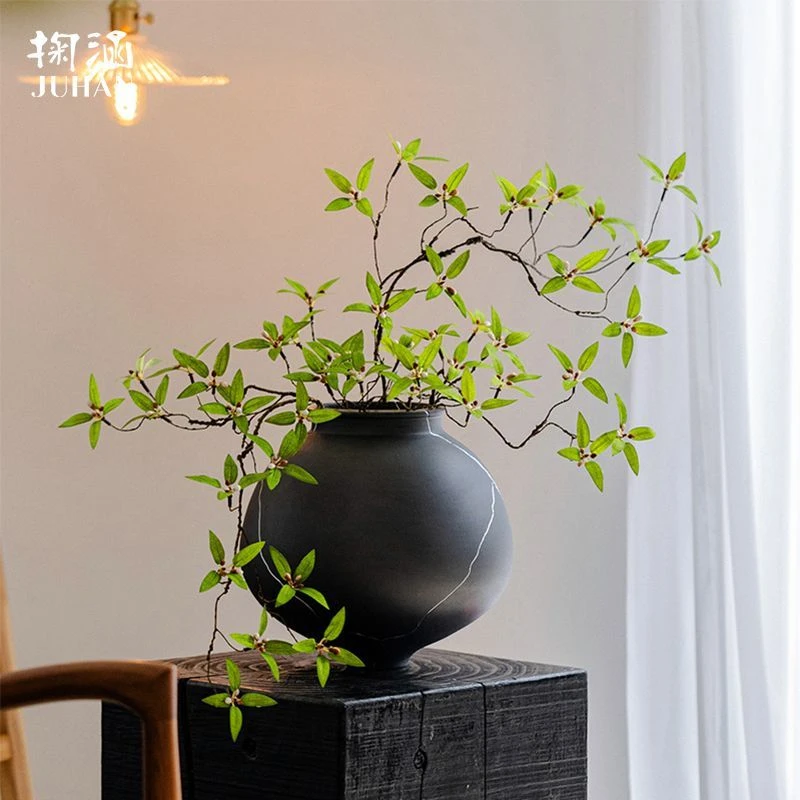 掬涵仿真绿植藤蔓石榴枝新中式客厅装饰插花仿生植物高端仿真花艺