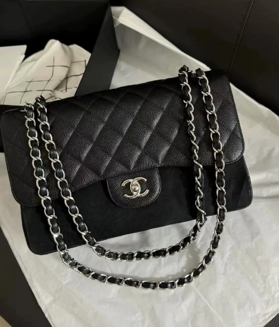 95新 Chanel/香奈儿 311122/黑银jumbo链条包