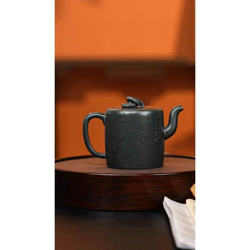 宜兴紫砂 景州双圈 九龄君子兰 280cc