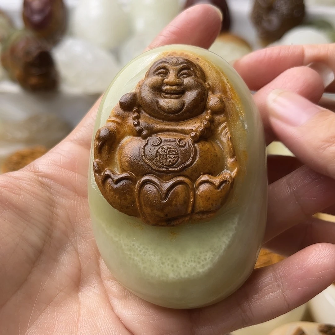 石材方解石手把摆件不退换微瑕佛