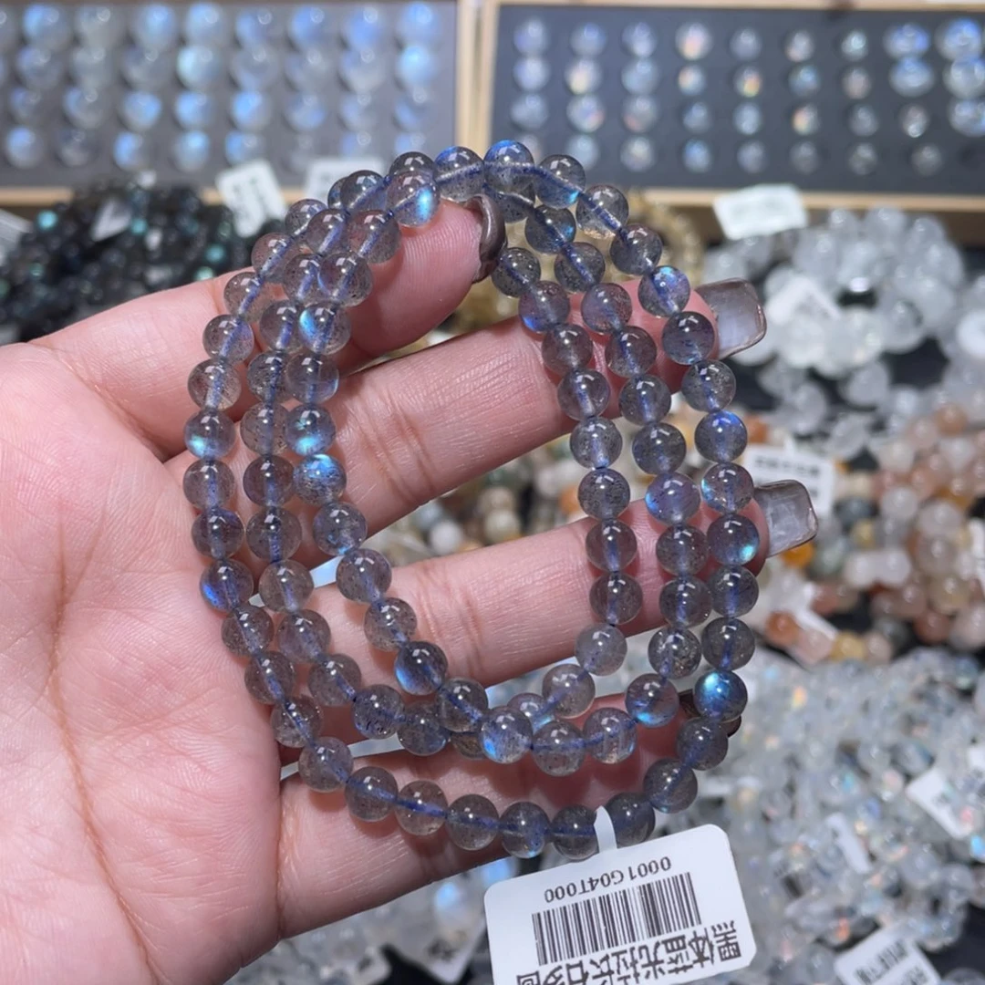 长石未镶嵌手链纯蓝光灰月光手链6mm捡漏价