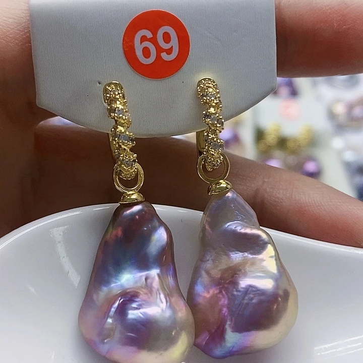 银S925镶嵌耳饰淡水珍珠