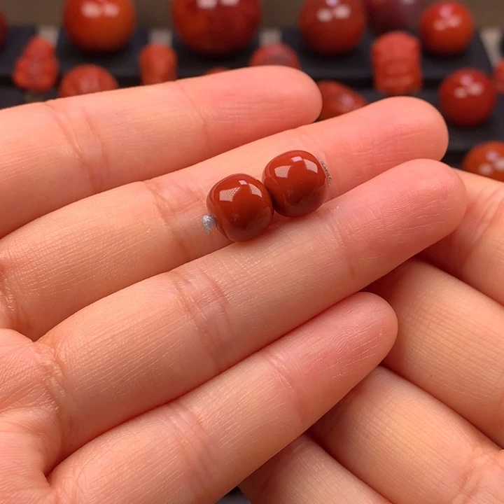 南红玛瑙未镶嵌老型对珠9.5MM