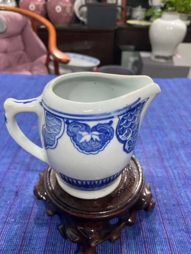 景德镇老厂货高温釉下青花公道杯