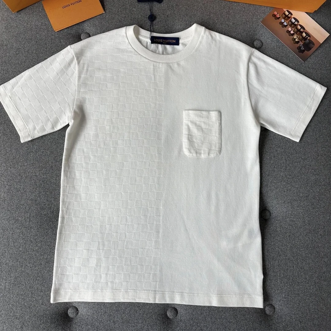 未使用 LouisVuitton/路易威登 汤/P235603769/棋盘格纯色短袖T恤