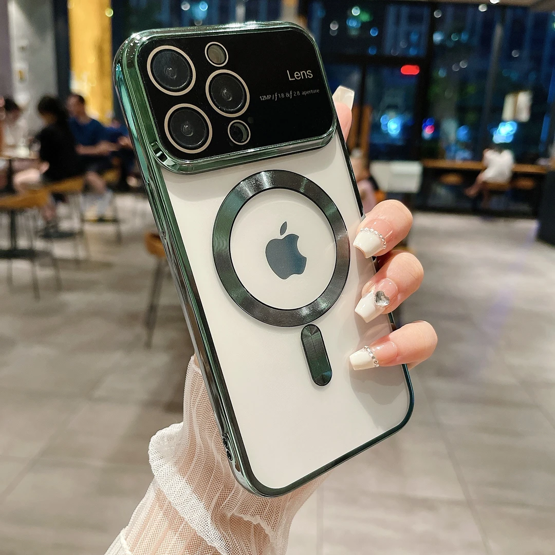 适用苹果iPhone15Plus大视窗CD纹电镀13透明14PROMAX14pro手机壳