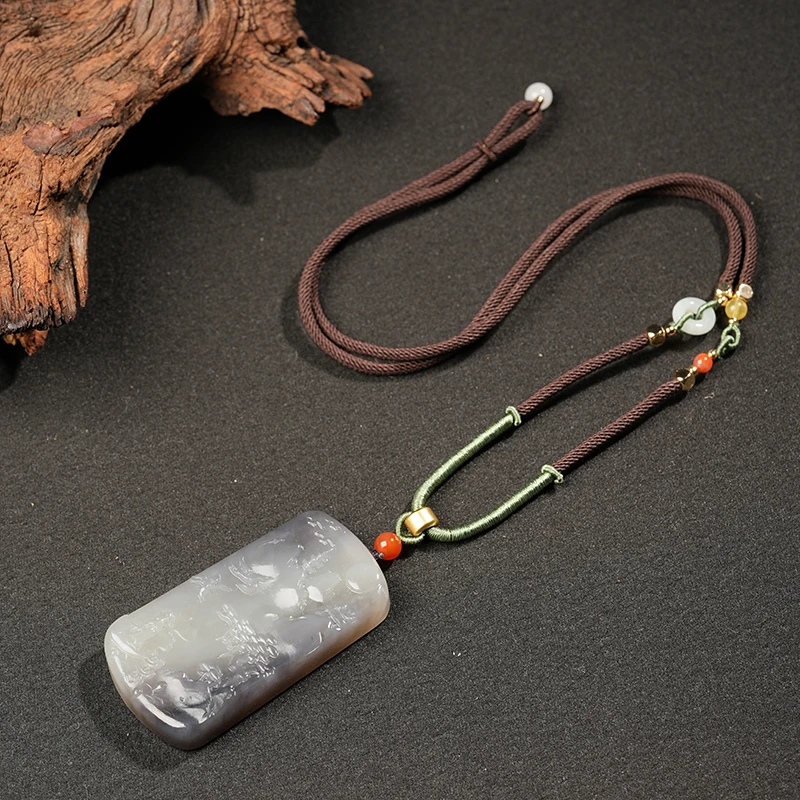 LF-40和田玉烟青山水吊坠