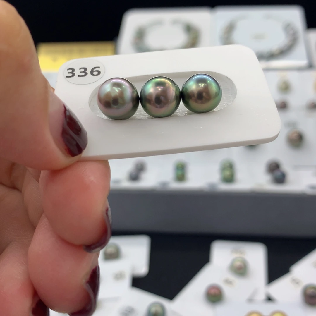 未镶嵌裸珠定制海水珍珠红绿蓝平衡木9.4mm