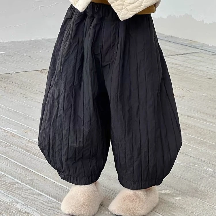 巴拉巴拉男孩女孩【断码】儿童竖条纹哈伦裤加绒2025秋冬新款韩版男