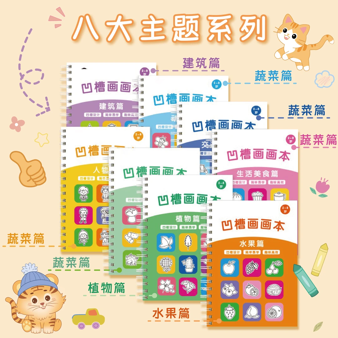 【老师推荐】儿童凹槽控笔训练画画本幼儿园宝宝启蒙简笔凹槽绘画本