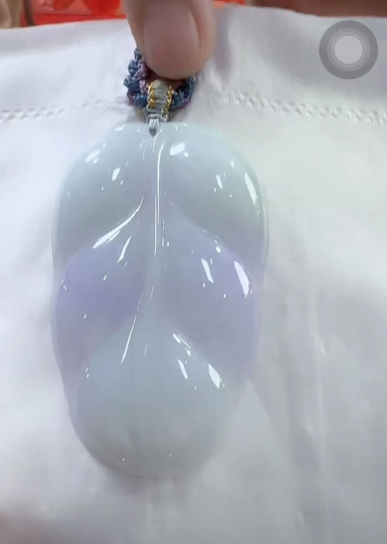 官方正品翡翠A货飘紫叶子（多样性发货发一个）宽33高53厚4-6送绳