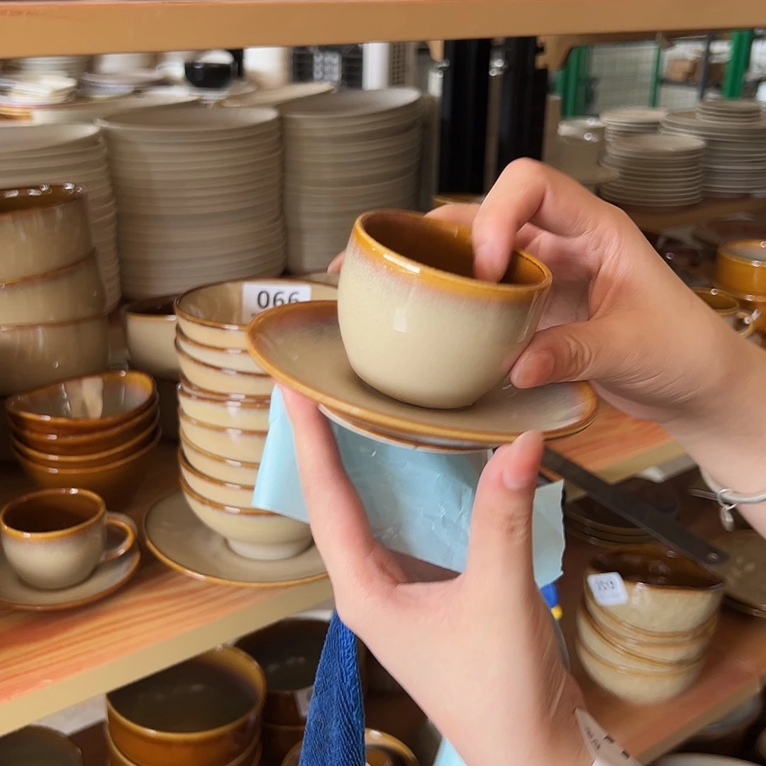 新骨瓷083微瑕曼谷棕小号咖啡杯碟套组