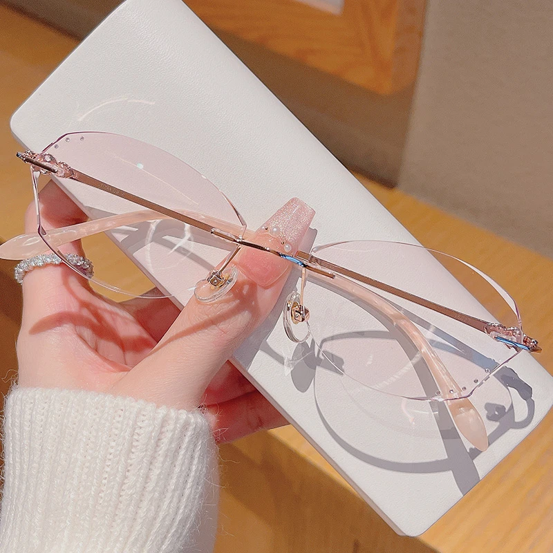 7-无框眼镜女高智钻石切边近眼视镜防蓝光气质优雅温婉G6027-H2