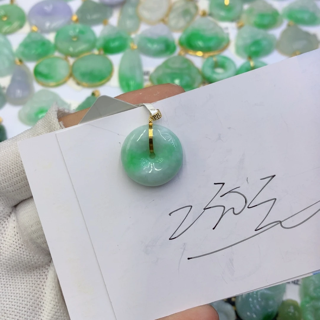 翡翠颈饰18K金镶嵌高***0翡翠