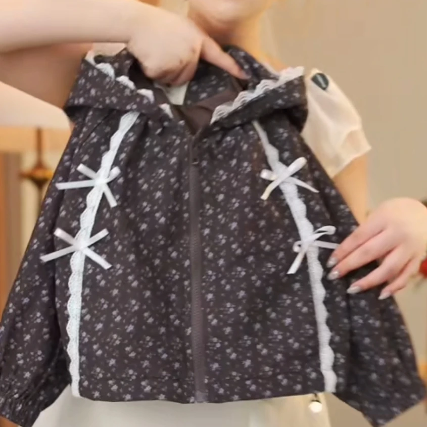 女童2025秋季新款时尚蕾丝连帽外套洋气中大童儿童春秋装夹克衫