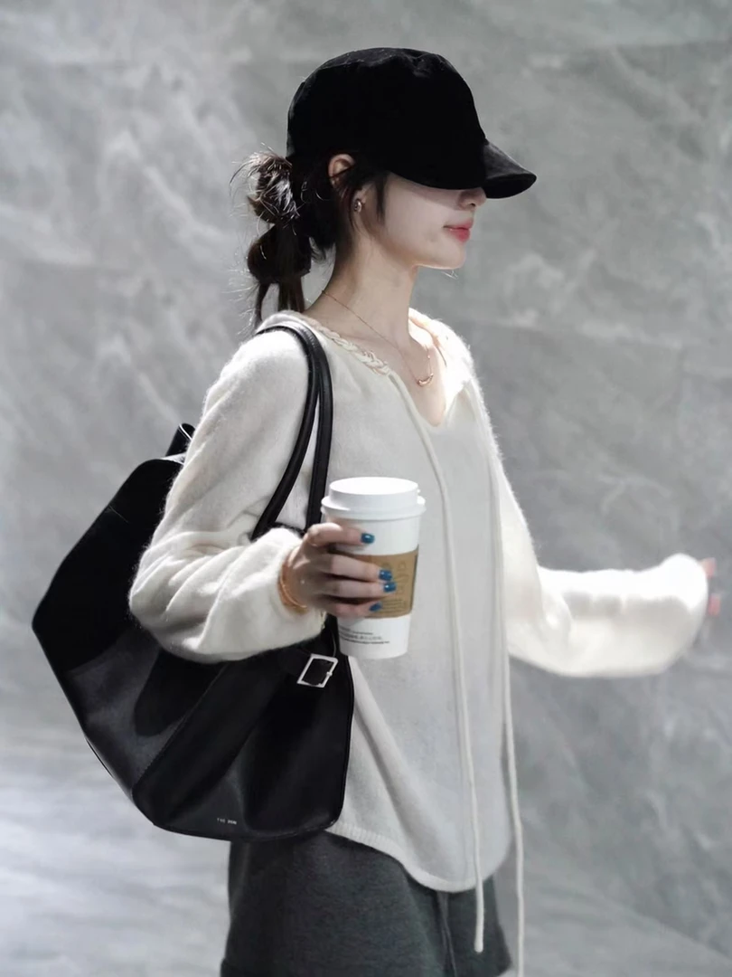 2025秋季新款韩系慵懒风针织长袖t恤女气质百搭休闲显瘦短裤套装