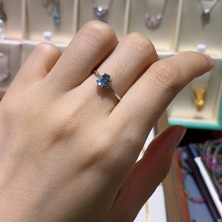 H***常海蓝宝石戒圈银S925镶嵌拍3单不返运费