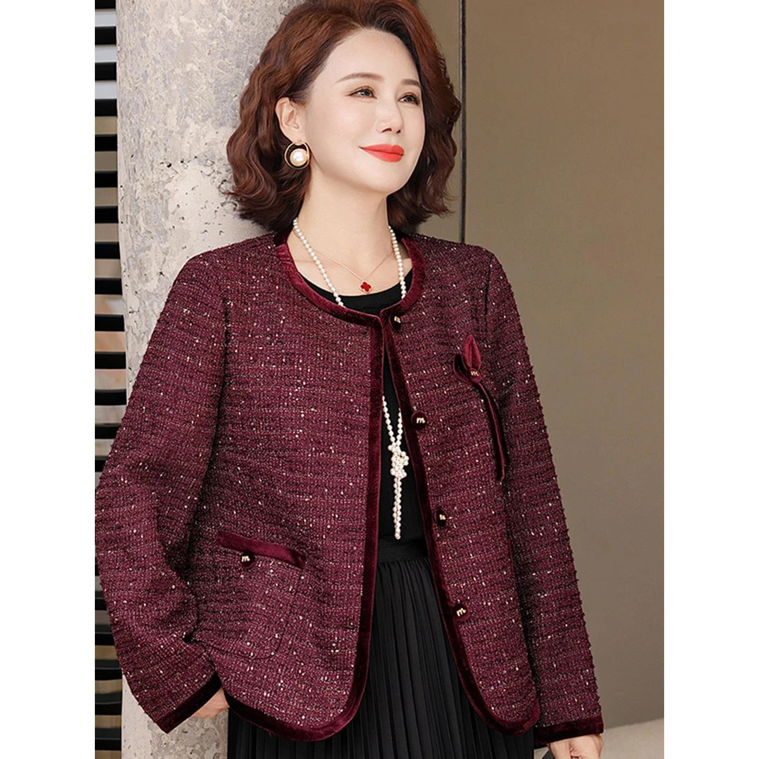 妈妈秋装外套气质小香风2025新款中老年女装春秋上衣喜婆婆婚宴装
