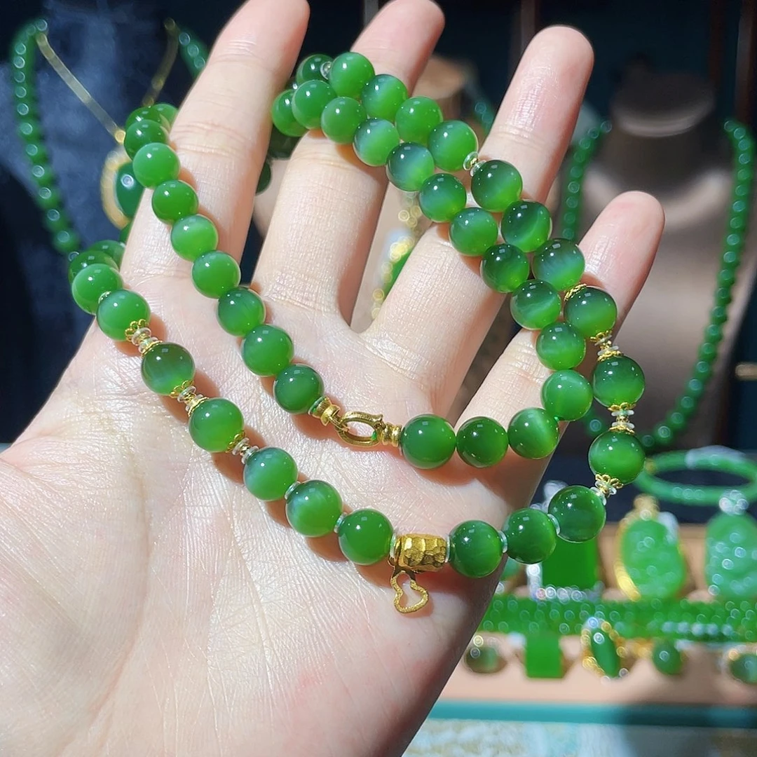 和田玉（碧玉）18K金镶嵌颈饰