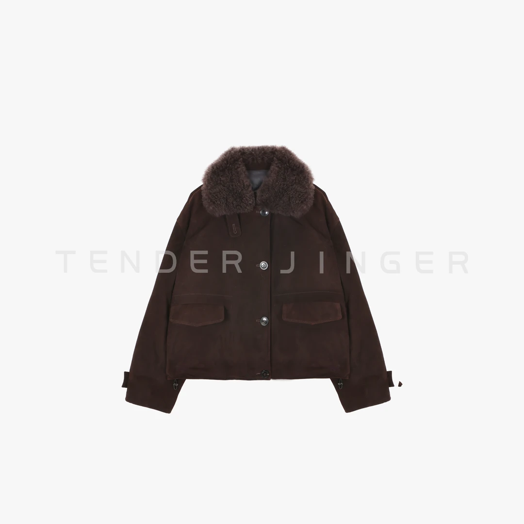 Tender Jinger｜线下专供 山羊绒毛领绒皮羽绒服T54MDD50373