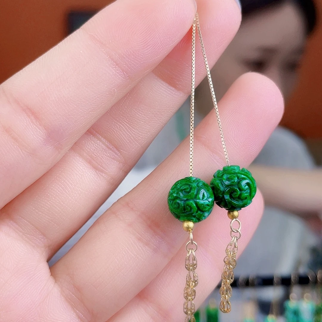 翡翠银S925镶嵌耳饰