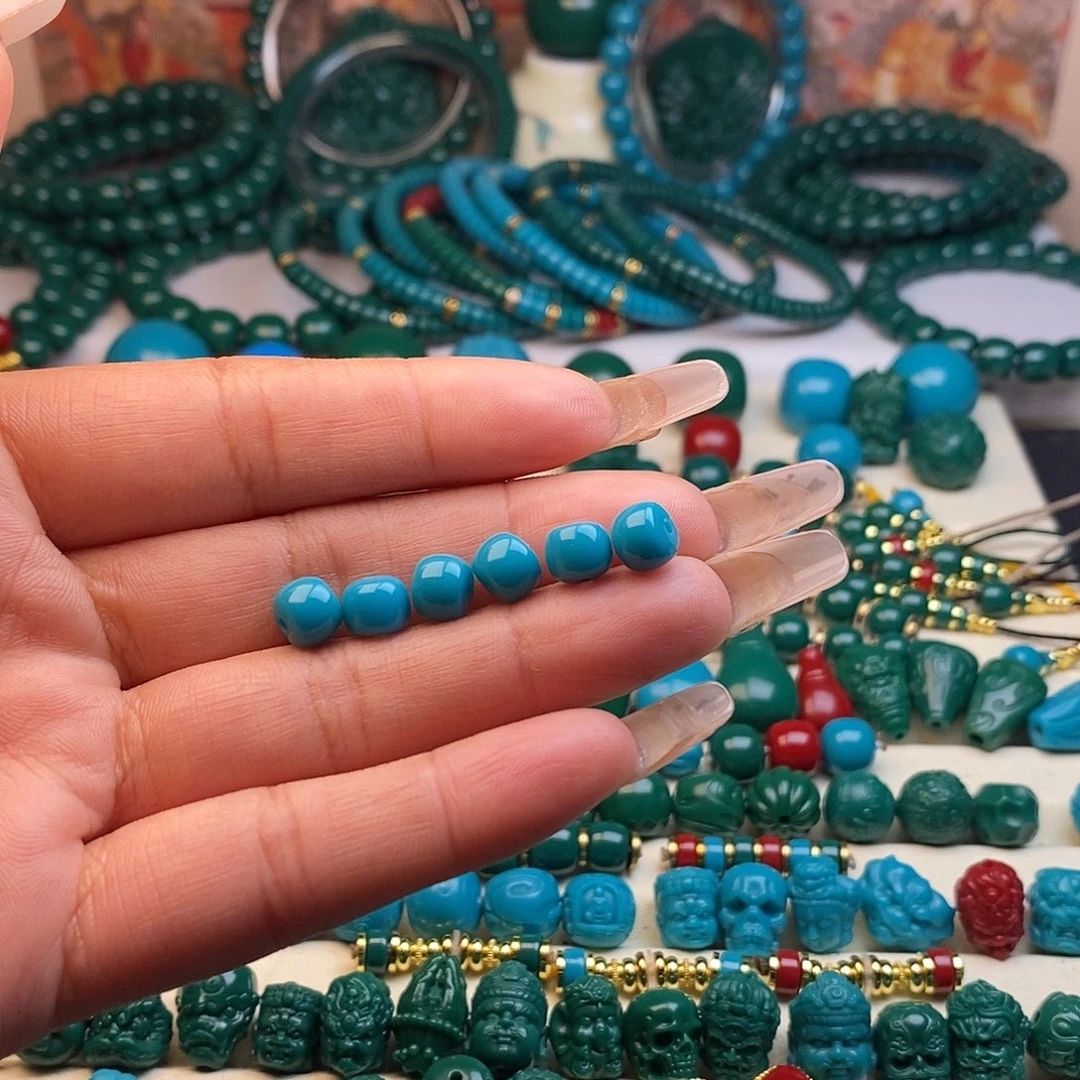 颈饰琉璃掉****?卡7老型蓝色6颗