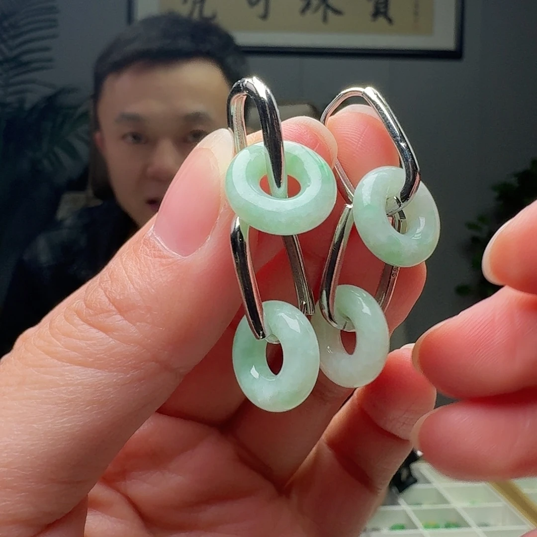 翡翠银S925镶嵌耳饰多样性发货其一