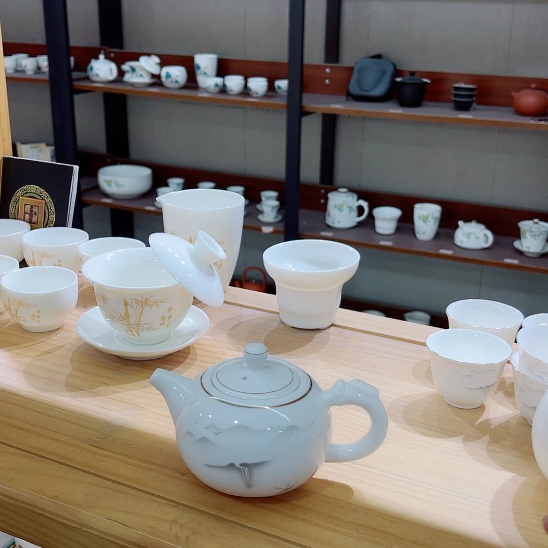 高端羊脂玉茶具套装