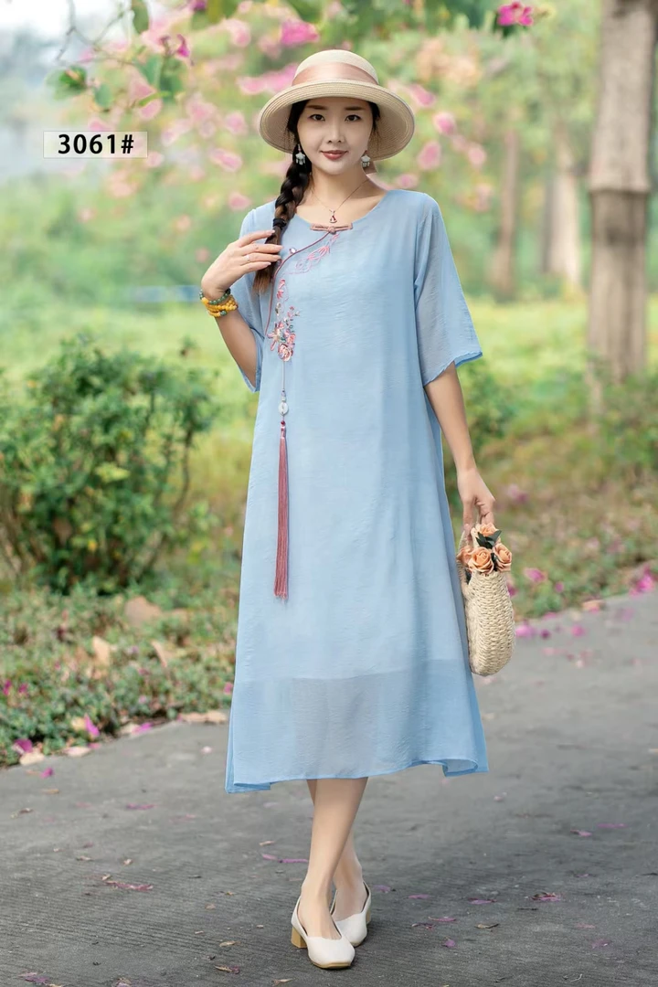 唐汉布依新款女装大衫裙子夏季流苏挂件H