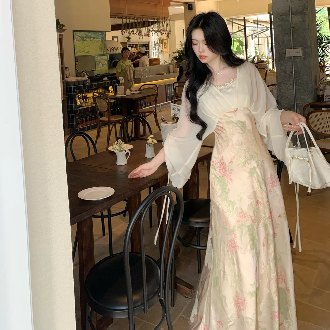 Blovelan涧芳晓色 夏季轻熟风甜美小清新感收腰设计连衣裙