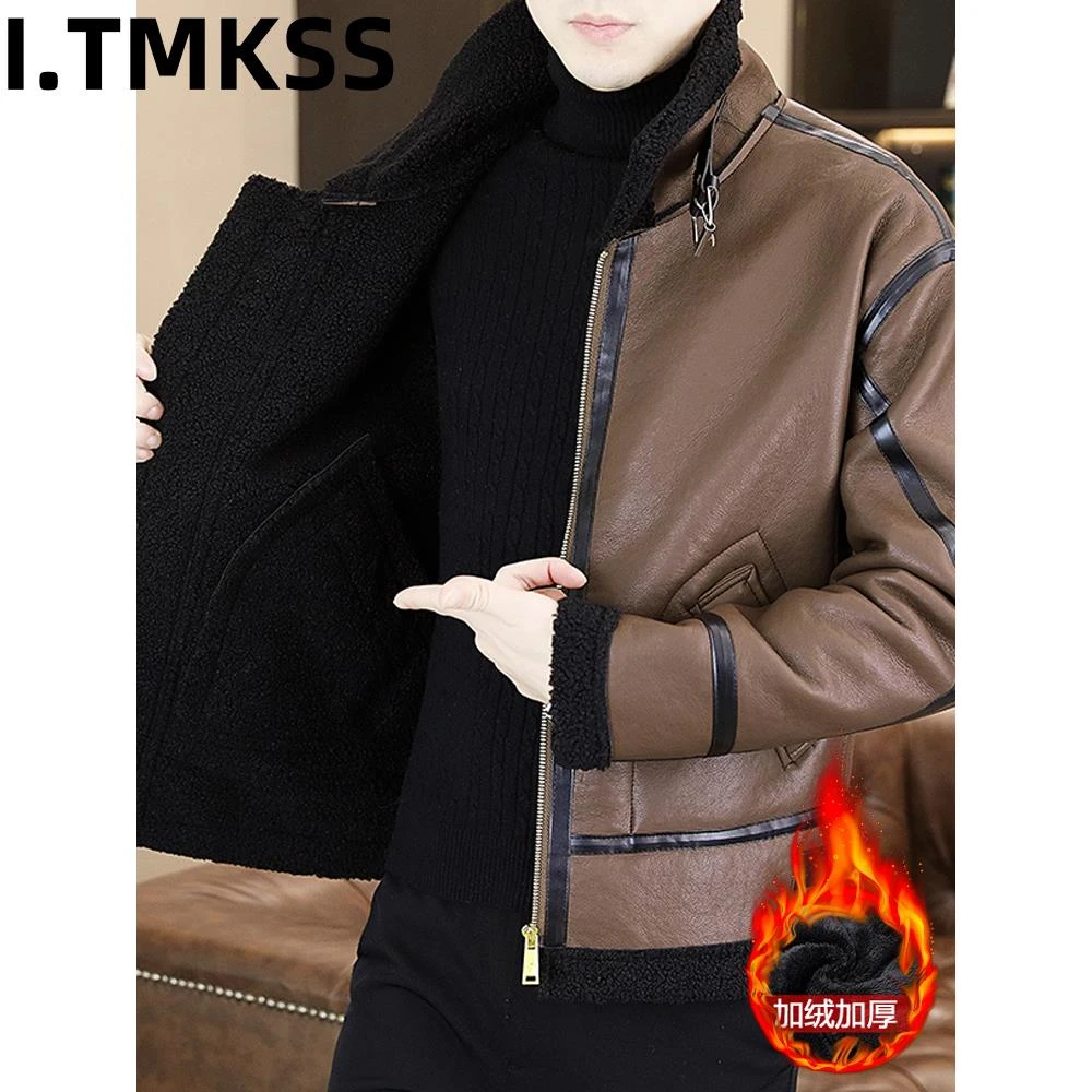 2026冬季皮毛一体皮衣男个性保暖冬装加绒加厚机车男装皮夹克外套