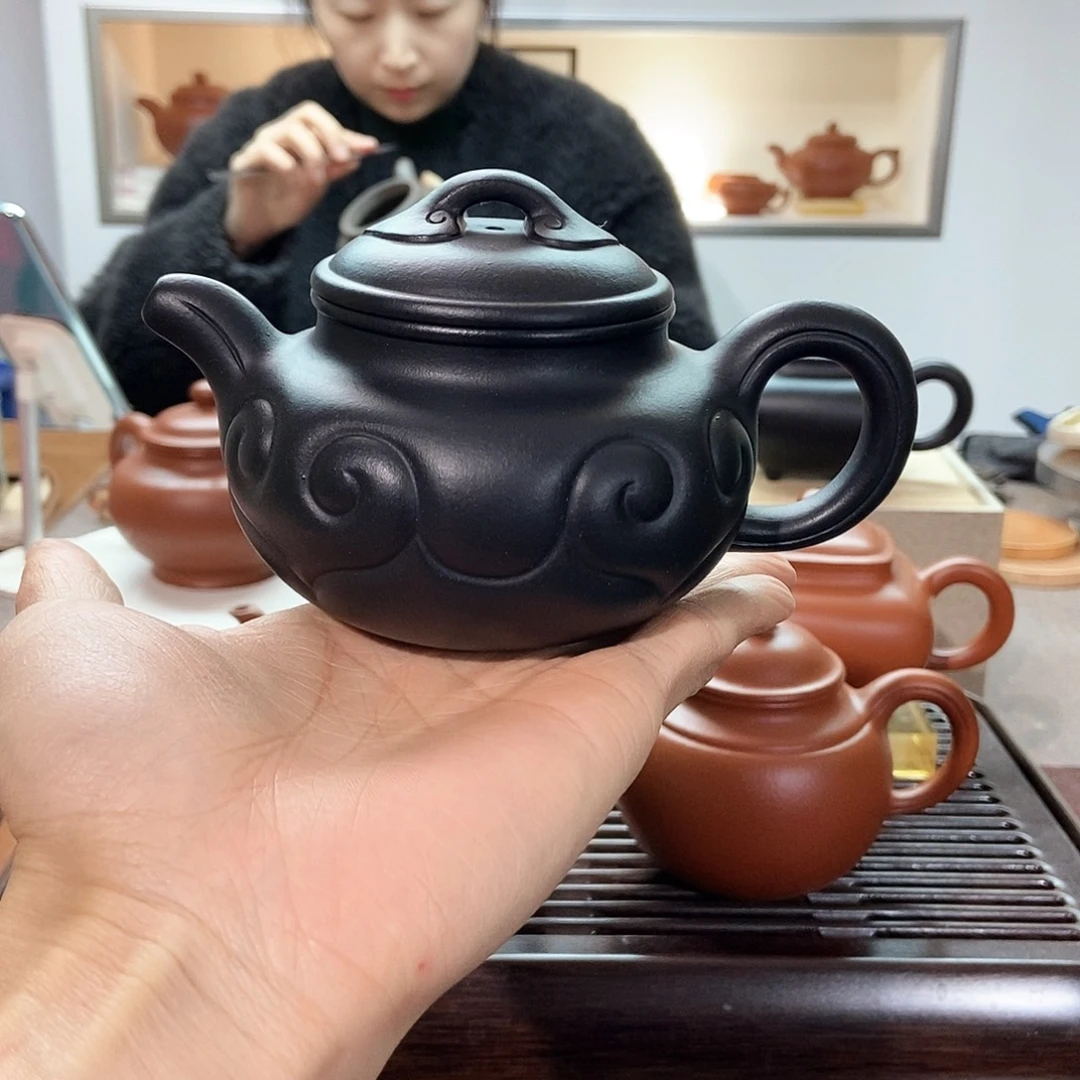 紫砂茶壶紫泥捂灰如意260cc