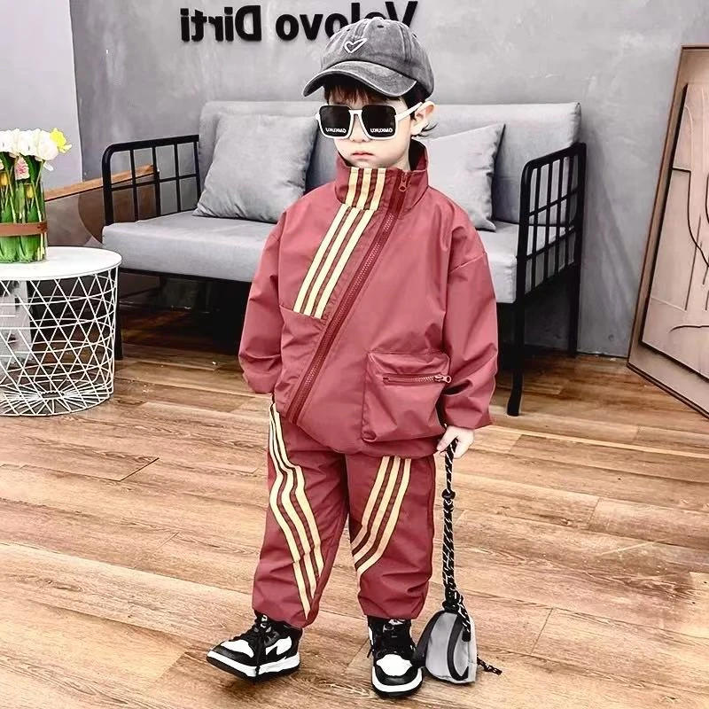 【LAOHE】TZ-8183黄条秋季休闲洋气时尚宽松套装百搭韩版套装帅气