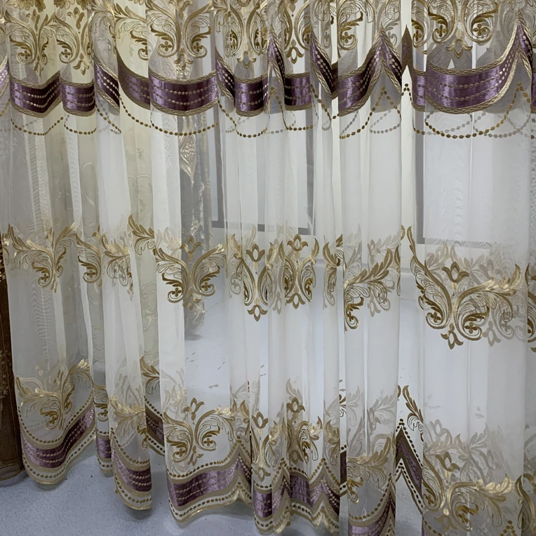 1107白色绣花纱帘  特价处理（改短请联系客服）