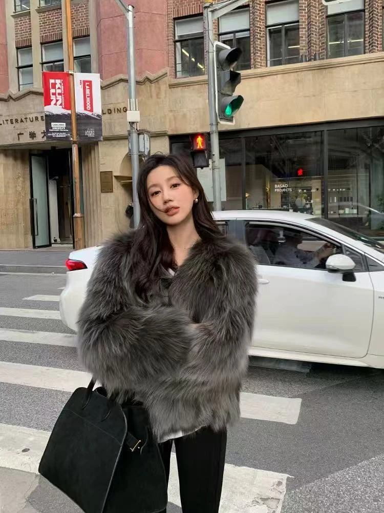 诚诺（芦苇花）进口狐狸毛皮草外套轻奢年轻款毛毛外套女