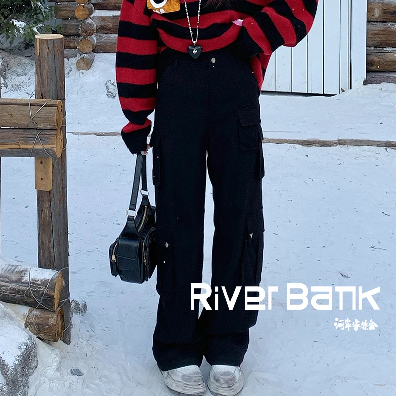 河岸家买手店设计师YANGHAIYANG多口袋工装裤宽松长裤女25春