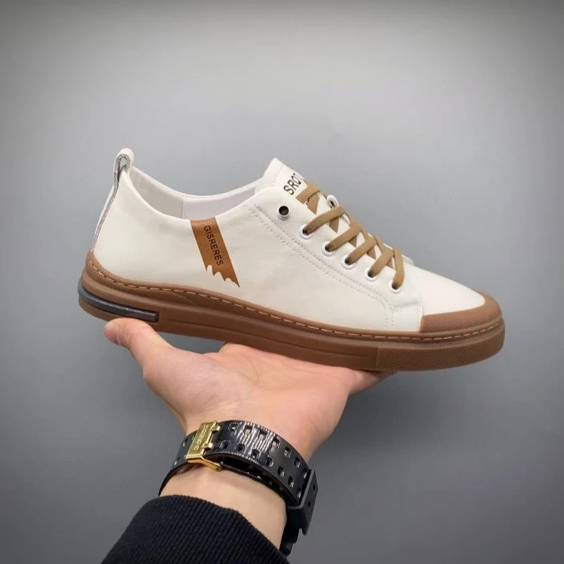 男鞋2025新款韩版时尚头层牛皮百搭透气软底小白鞋真皮休闲板鞋男
