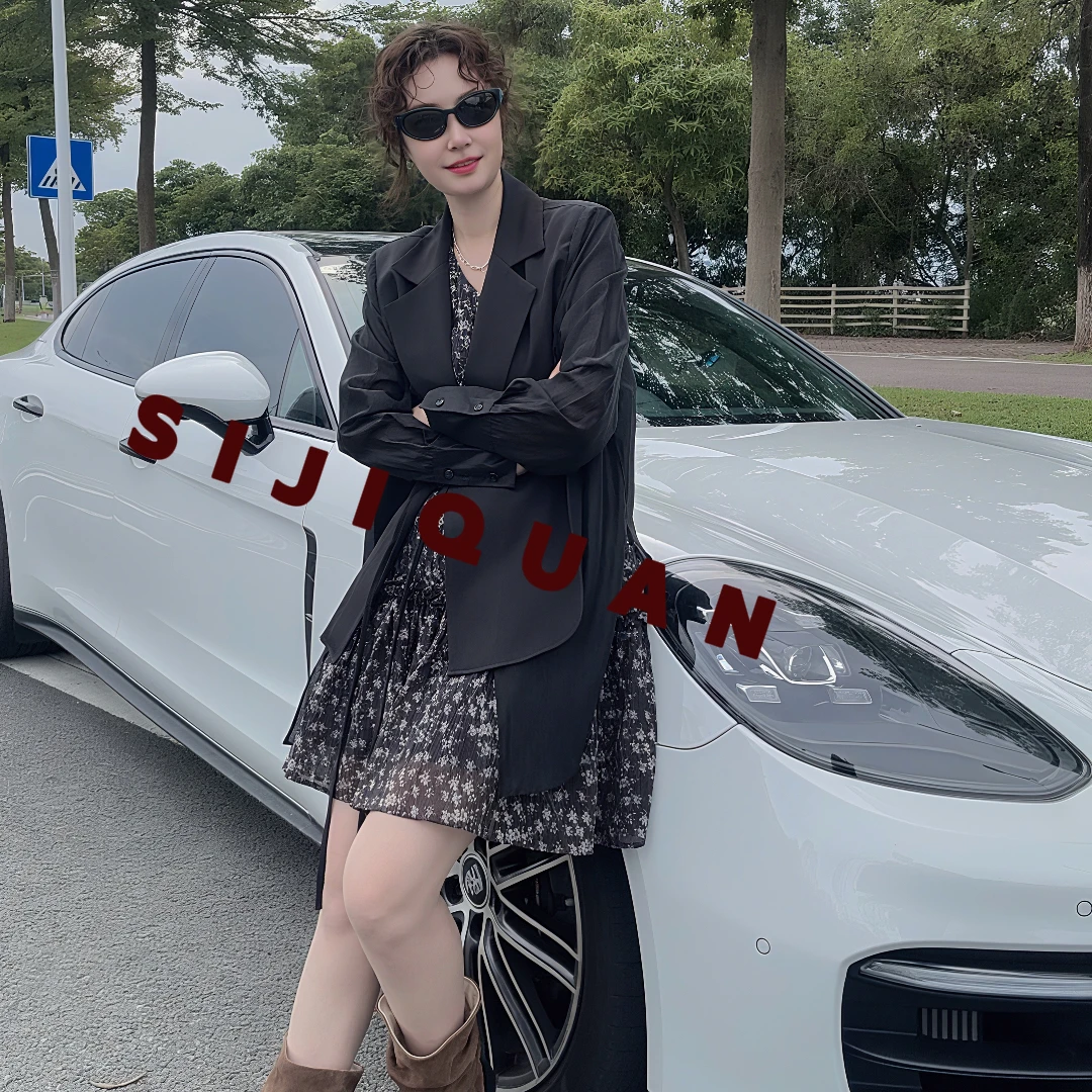 【四季泉定制】正品正版时尚休闲百搭韩版气质设计感连衣裙西装2775